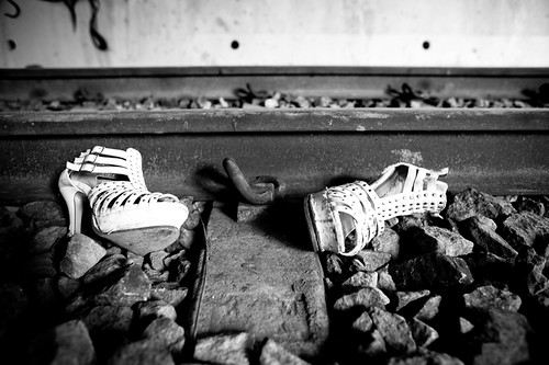 Abandoned heels along KTM tracks