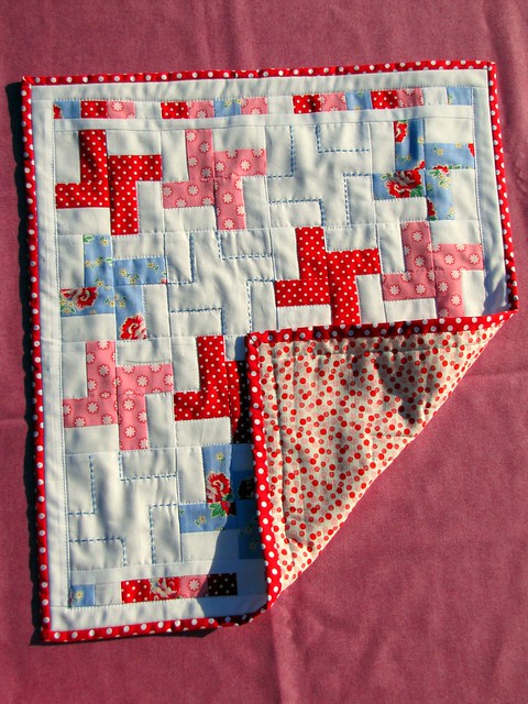 gifted doll's quilt showing backing
