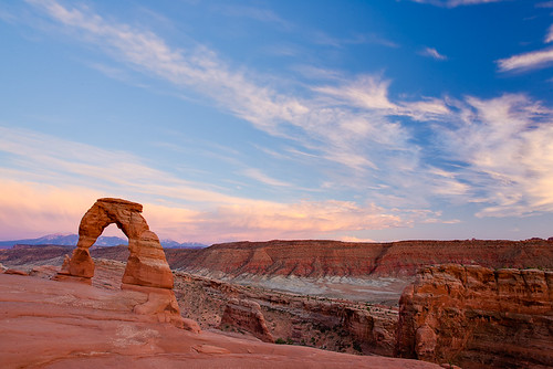 delicate arch after sunset