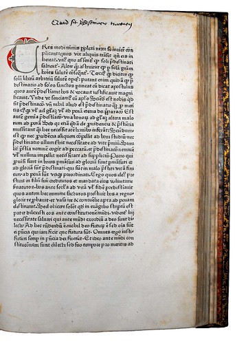 Decorated initial in Honorius Augustodunensis: De praedestinatione et libero arbitrio