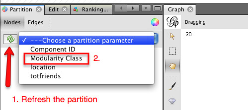 Gephi - select modularity partition