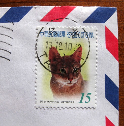Abyssinian cat stamp from China