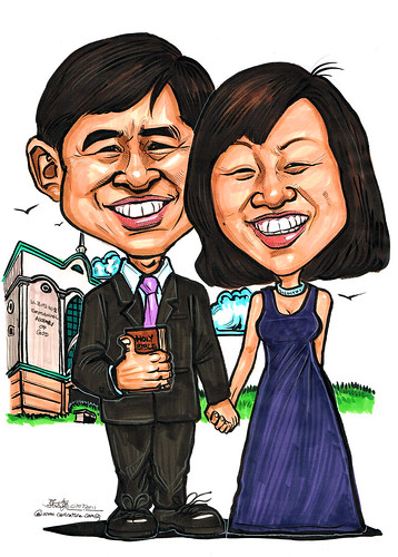 Senior pastor couple caricatures at Emmanuel Assembly of God church