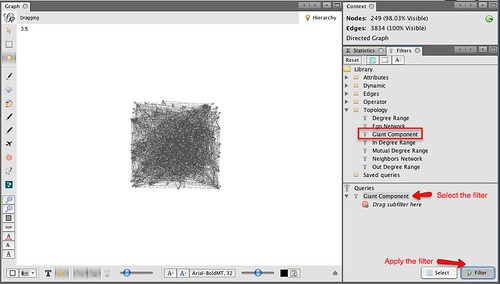 Gephi - filter on Giant Component