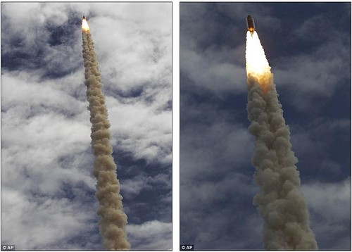 Let's light her up one last time! Atlantis overcomes a shaky launch to become the final Nasa shuttle to blast into space  4