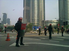 FRU stand watch after dispersing crowd at KLCC