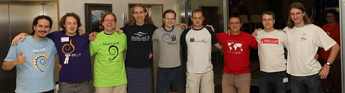 Debconf t-shirts from Debconf11 to Debconf3