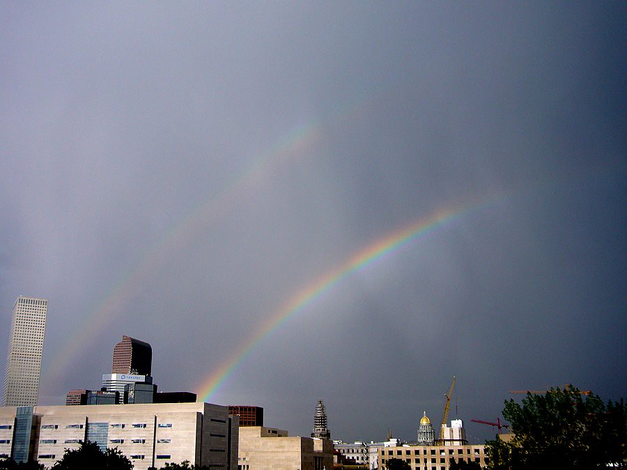 double rainbow over denver