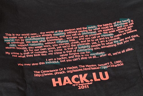 Try and Vet T-Shirt Cryptographic Contest at Hack.lu 2011