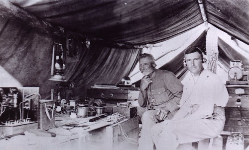 1921  M.P. Durack and A.A. Maddern in the wireless tent - KHS-2011-15-05-P2-D