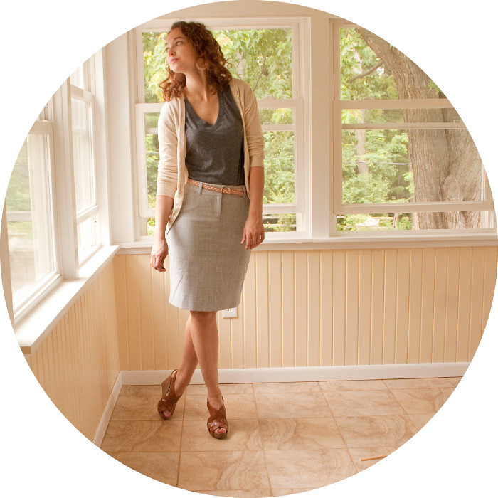 thirty! dashdotdotty corporate look outfit skinny belted pencil skirt and cardigan