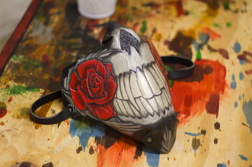 Rose and Teeth Biker Handmade Leather Mask by Osborne Arts