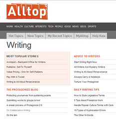 Screenshot of the Writing page on Alltop.com