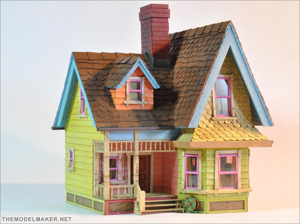 Pixar Up house model dollhouse mad of wood in scale 1:48