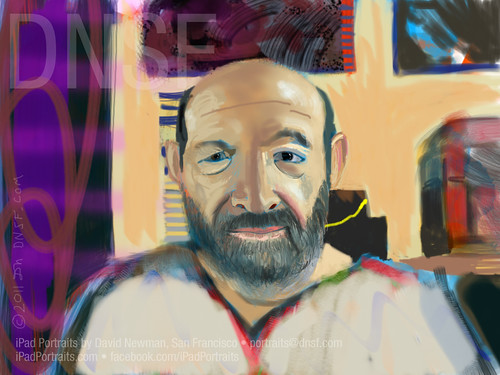 First-ever Google Hangout Transcontinental iPad Portrait: Jules Minsky, 29 Years After My First Portrait Of Jules Painted In 1982 on a Via Video System One. by DNSF David Newman