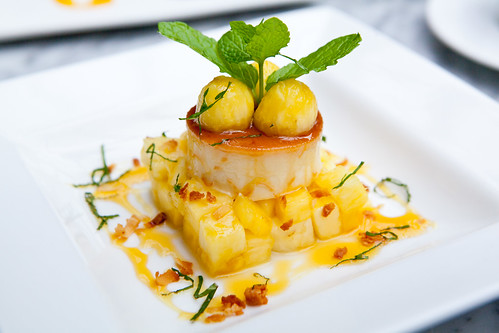 Pina Colada Flan with Caramelized Pinneaple