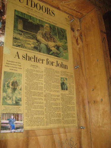 Newspaper clipping at Johns Spring Shelter