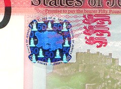 Hologram on Jersey £50 bank note