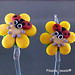 Earring : Ladybug Yellow Flower Blossom