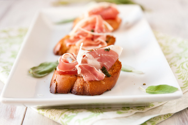 Prosciutto Bruschetta with Browned Sage Butter
