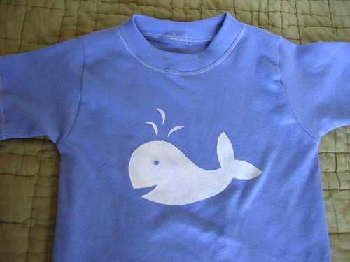 freezer paper stencil whale t-shirt