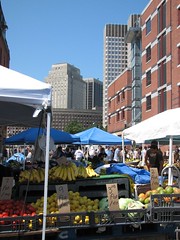 the produce stands in Boston's Haymarket (by: Katherine Hala, creative commons license)