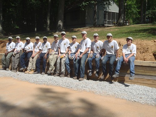 The Twin Lakes YCC crew show off their finished project - a retaining wall in the cabin area