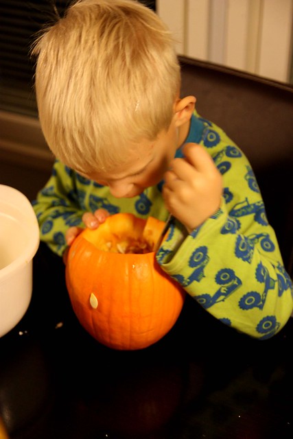 Carving the pumpkin