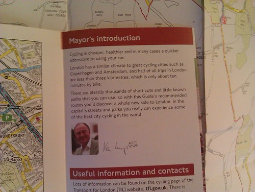 Ken Livingston as mayor on TfL cycling guides