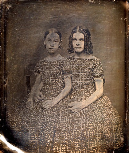 Sisters in Matching Dresses, 1/6th-Plate Daguerreotype, Circa 1850 by lisby1