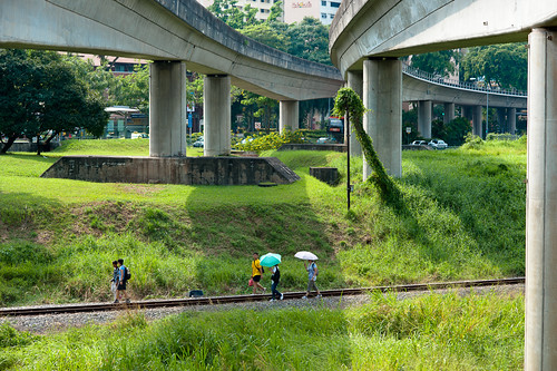 KTM tracks with MRT tracks running overhead