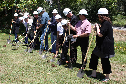 Fundamental project partners and community supporters participate in ceremonial groundbreaking. 