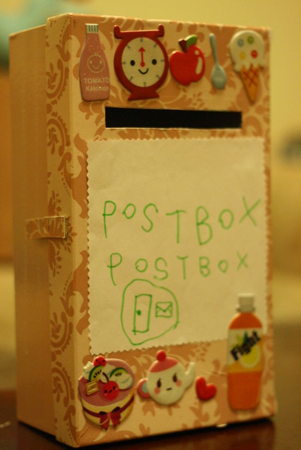 our recycle postbox made out of shoebox