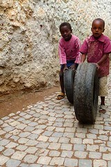 Kids Playing with Tyres, Harar, Eastern Ethiopia