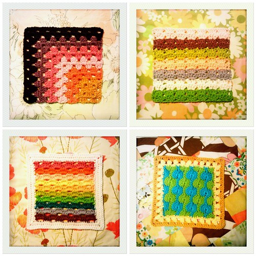 squares crocheted in rows
