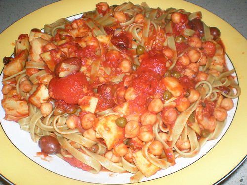 Pasta Puttanesca with Artichokes