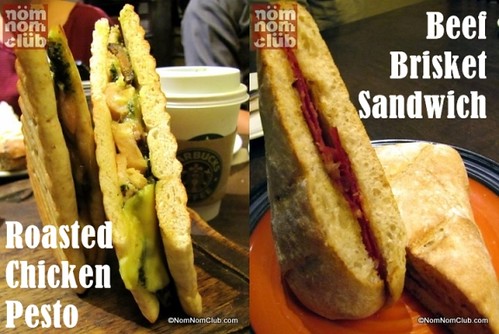 Roasted Chicken Pesto Sandwich (left) Beef Brisket Sandwich (right)