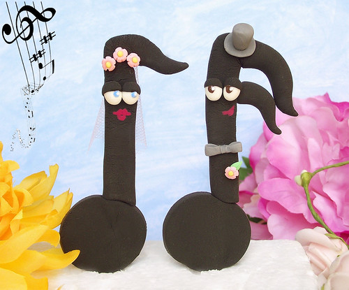 Custom music notes wedding cake toppers