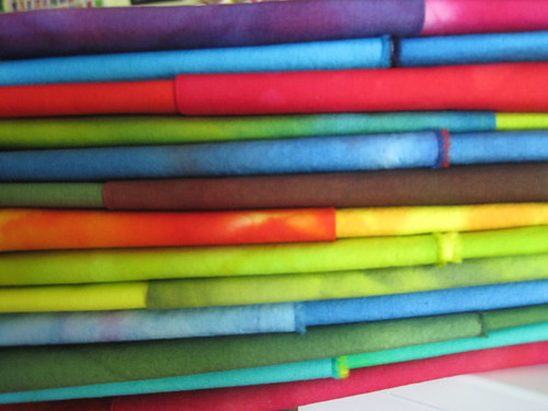 folded hand dyed fabrics