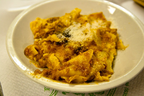 Lasagna al forno (Baked Lasagna with Meat and Tomato Sauce) at Enoteca Corsi