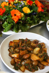 Roasted Pink Fir Potatoes with Harissa