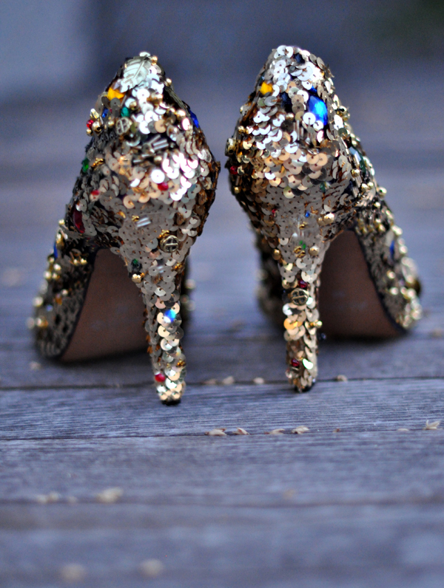 Embellished shoes diy + gold sequins and gem dolce and gabbana shoes diy pumps
