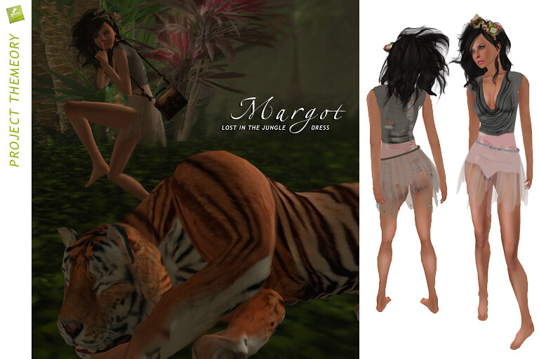 BOUNCE / MARGOT dress 'Lost in the jungle' - melon