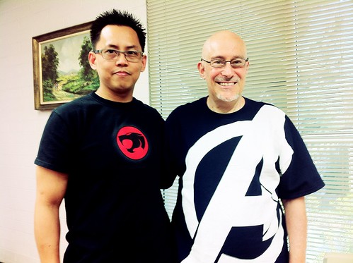 Shinzen Young wearing his Avengers shirt with some dorky guy in a Thundercats shirt