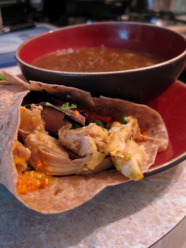 CHicken wrap with lentil soup