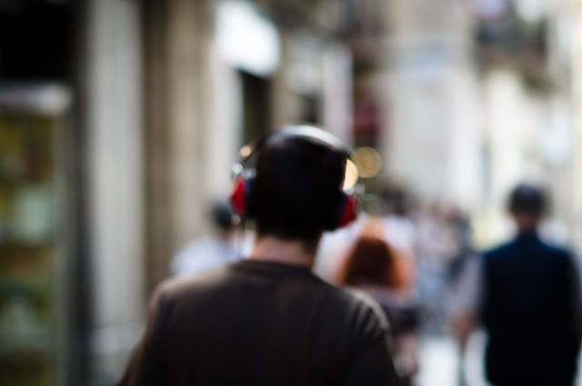 listening music in the street