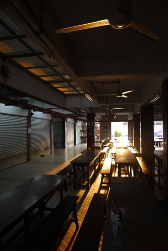 School canteen drenched with golden sunlight 3