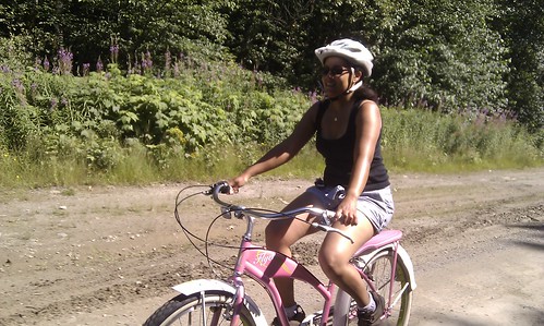 Cycling on a PINK bike