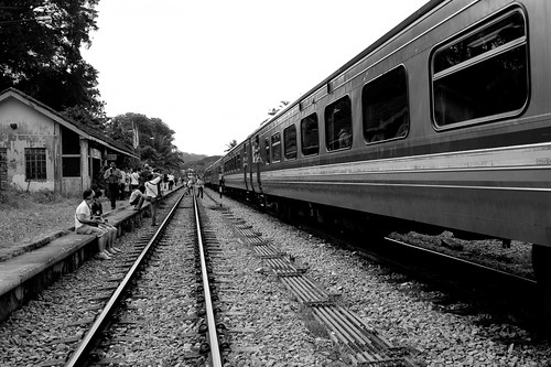 A train waiting to depart at the KTM railway station at Bukit Timah