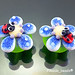 Earring : Ladybug Flower Blossom Blue